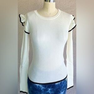 Elegant White Ruffle Sleeve Top